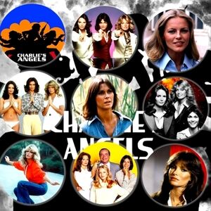 Charlie's Angels Button Set Retro TV 70's Inspired Jewelry